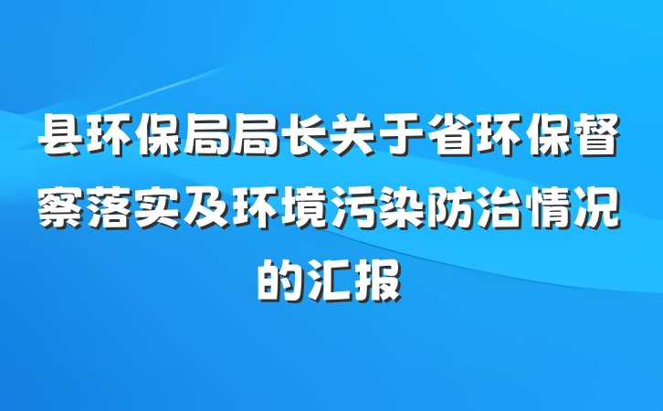 县环保局局长关于省环保督察落实及环境污染防治情况的汇报