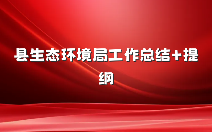 县生态环境局工作总结 提纲