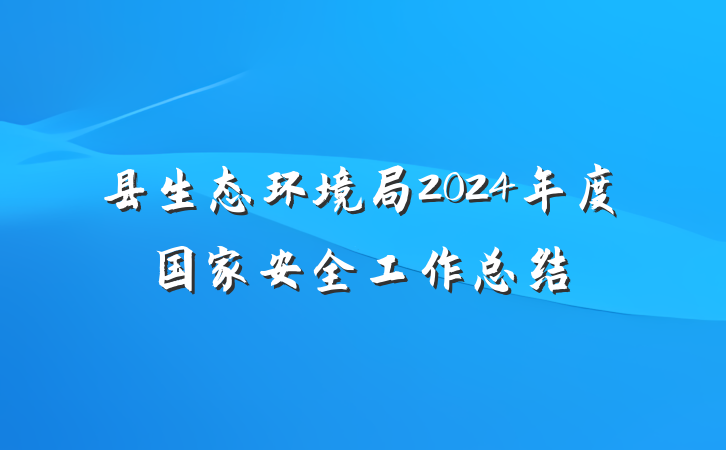 县生态环境局2024年度国家安全工作总结