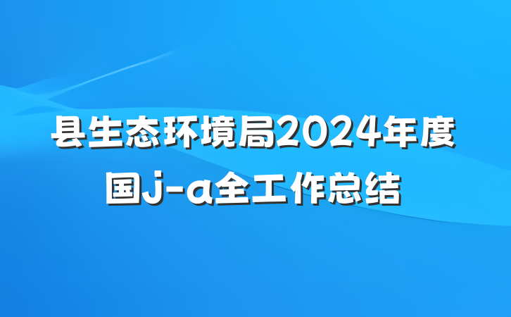 县生态环境局2024年度国j-a全工作总结