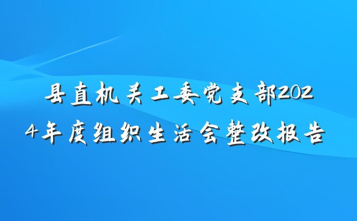 县直机关工委党支部2024年度组织生活会整改报告