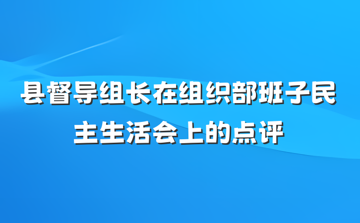 县督导组长在组织部班子民主生活会上的点评