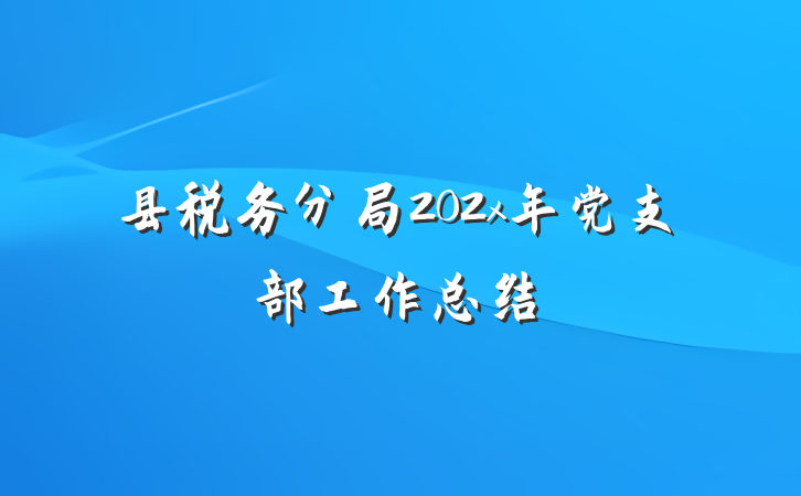 县税务分局202x年党支部工作总结
