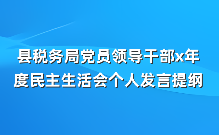 县税务局党员领导干部x年度民主生活会个人发言提纲