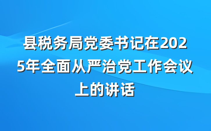 县税务局党委书记在2025年全面从严治党工作会议上的讲话