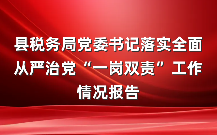 县税务局党委书记落实全面从严治党“一岗双责”工作情况报告