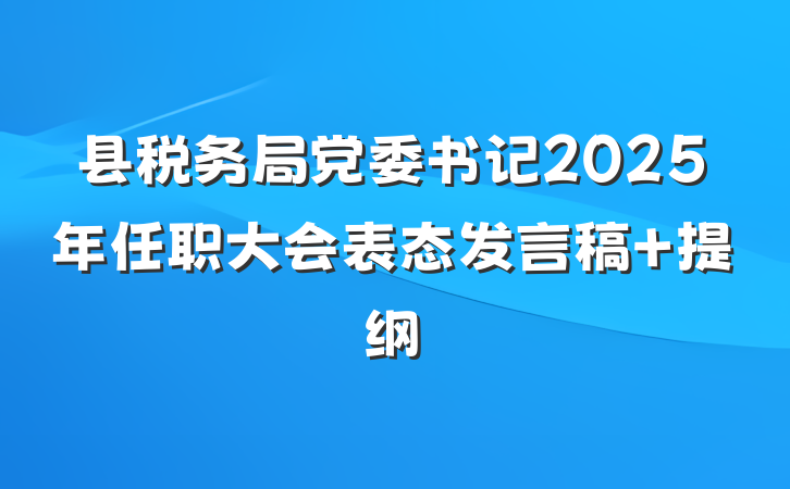县税务局党委书记2025年任职大会表态发言稿 提纲