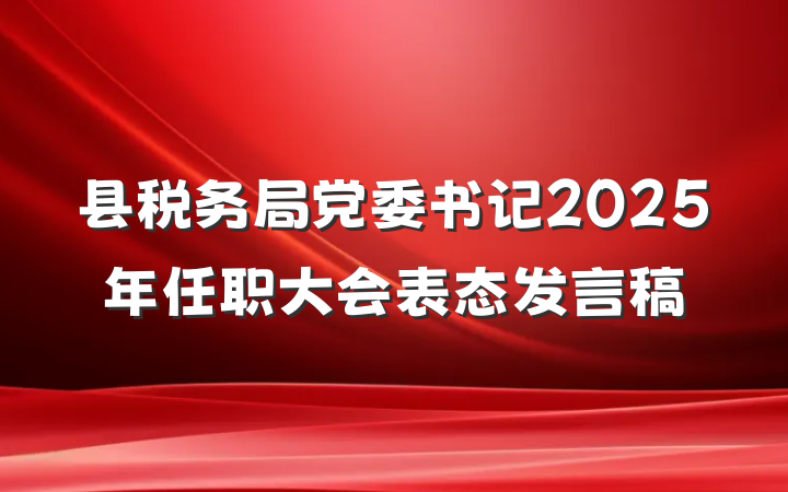 县税务局党委书记2025年任职大会表态发言稿