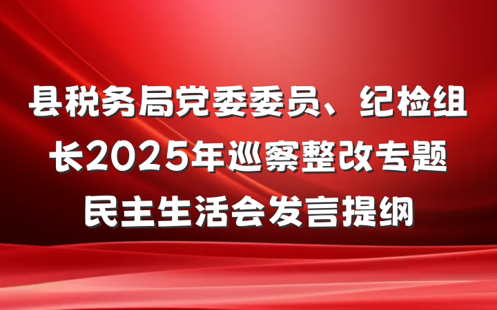 县税务局党委委员、纪检组长2025年巡察整改专题民主生活会发言提纲