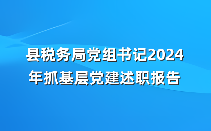 县税务局党组书记2024年抓基层党建述职报告