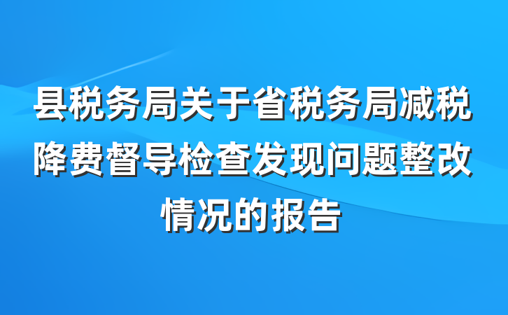 县税务局关于省税务局减税降费督导检查发现问题整改情况的报告