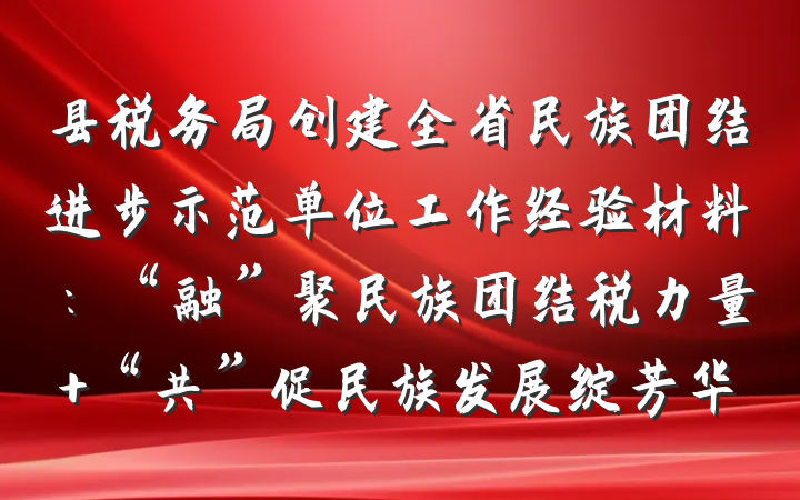 县税务局创建全省民族团结进步示范单位工作经验材料：“融”聚民族团结税力量 “共”促民族发展绽芳华
