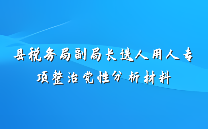 县税务局副局长选人用人专项整治党性分析材料