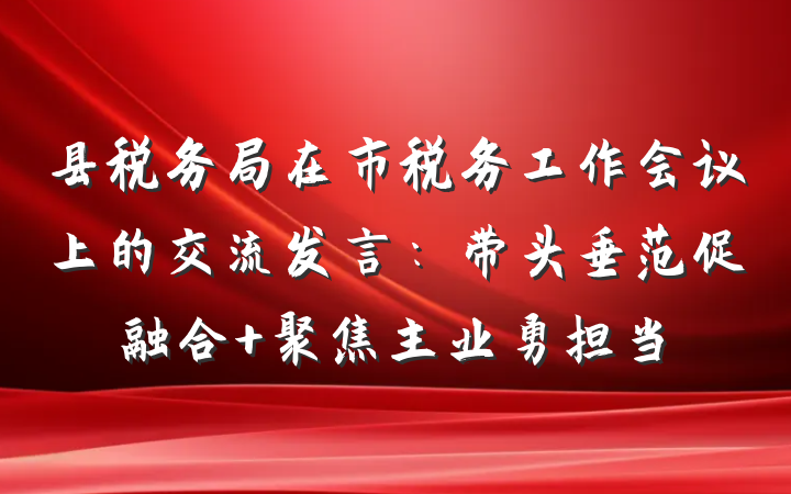 县税务局在市税务工作会议上的交流发言：带头垂范促融合 聚焦主业勇担当