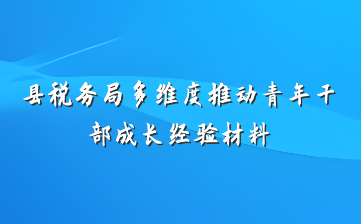 县税务局多维度推动青年干部成长经验材料