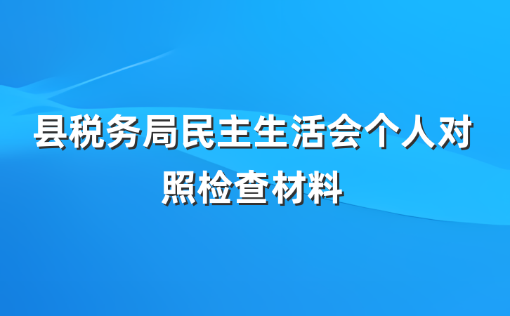 县税务局民主生活会个人对照检查材料
