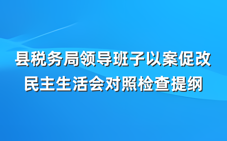 县税务局领导班子以案促改民主生活会对照检查提纲