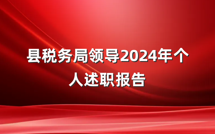 县税务局领导2024年个人述职报告