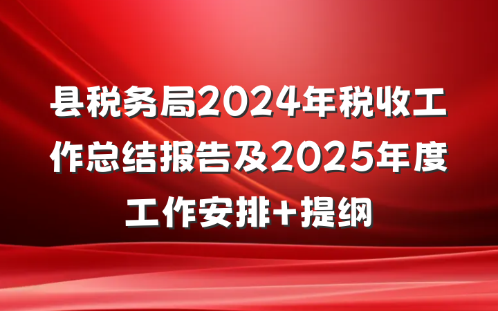 县税务局2024年税收工作总结报告及2025年度工作安排 提纲