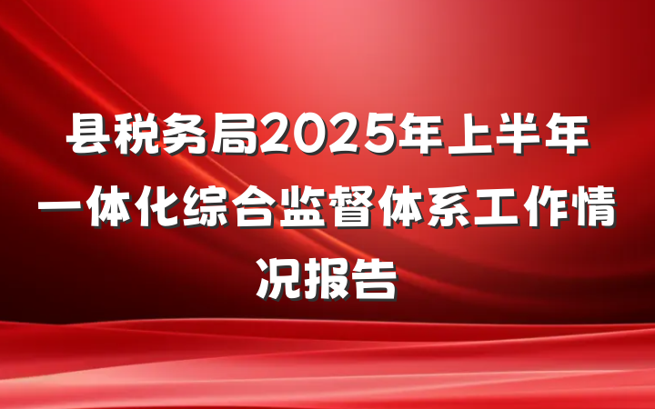 县税务局2025年上半年一体化综合监督体系工作情况报告