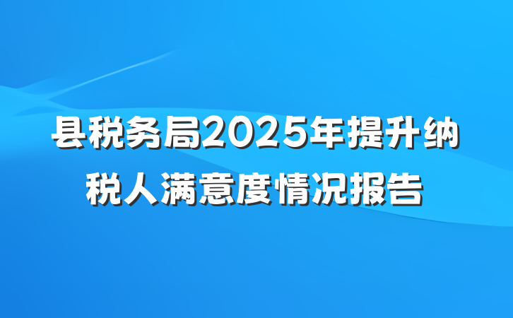 县税务局2025年提升纳税人满意度情况报告