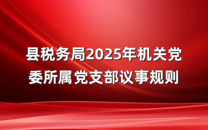 县税务局2025年机关党委所属党支部议事规则