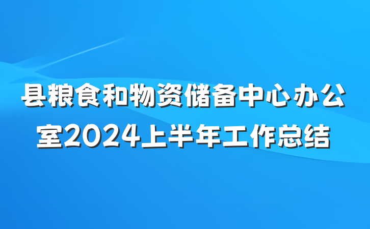 县粮食和物资储备中心办公室2024上半年工作总结
