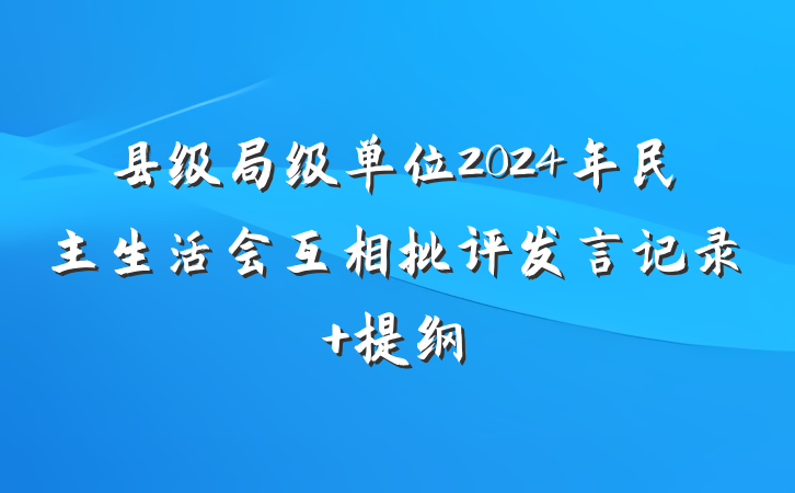 县级局级单位2024年民主生活会互相批评发言记录 提纲