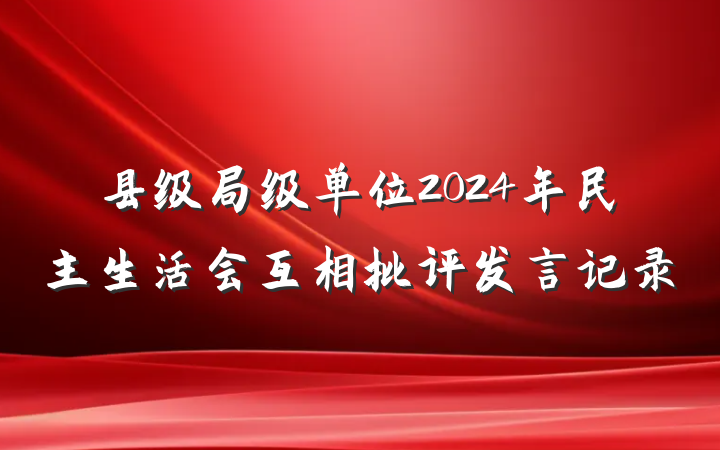 县级局级单位2024年民主生活会互相批评发言记录