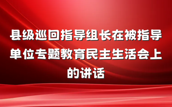 县级巡回指导组长在被指导单位专题教育民主生活会上的讲话