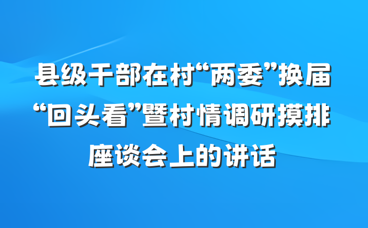 县级干部在村“两委”换届“回头看”暨村情调研摸排座谈会上的讲话