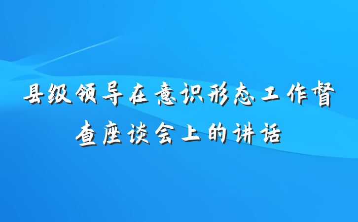 县级领导在意识形态工作督查座谈会上的讲话