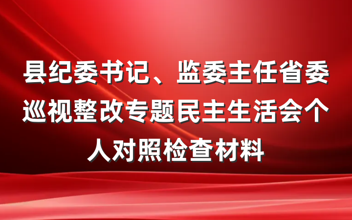 县纪委书记、监委主任省委巡视整改专题民主生活会个人对照检查材料