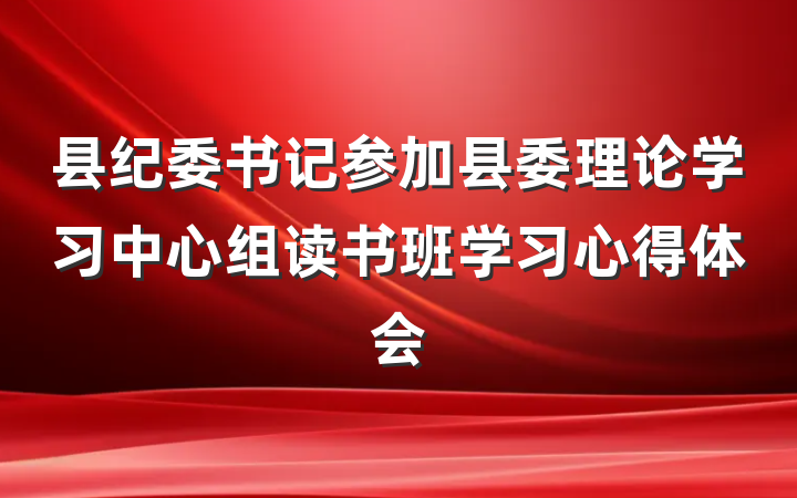 县纪委书记参加县委理论学习中心组读书班学习心得体会