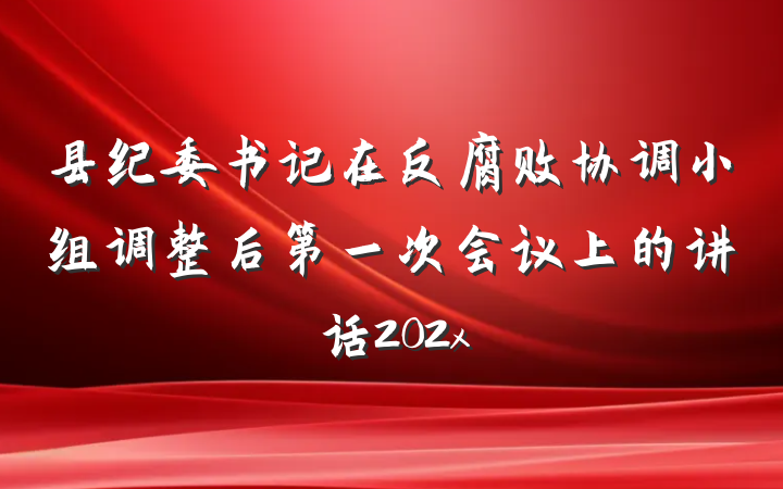 县纪委书记在反腐败协调小组调整后第一次会议上的讲话202x
