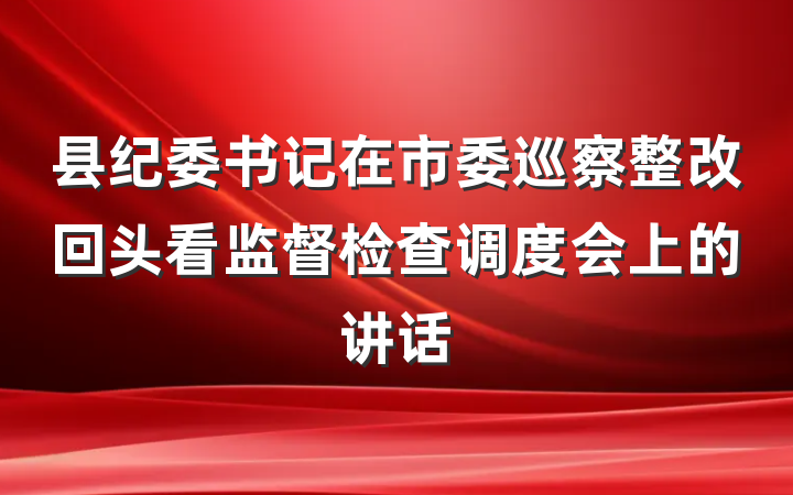 县纪委书记在市委巡察整改回头看监督检查调度会上的讲话