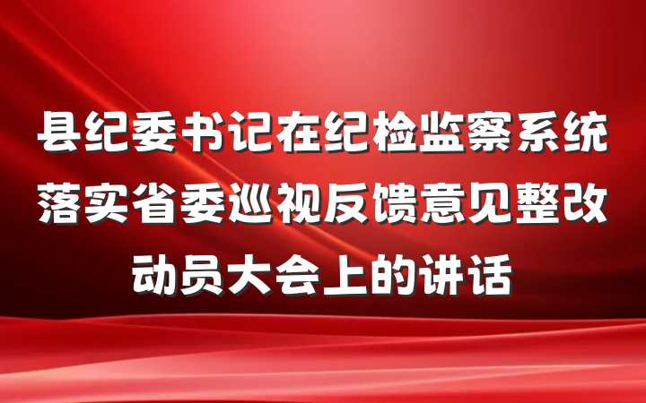 县纪委书记在纪检监察系统落实省委巡视反馈意见整改动员大会上的讲话