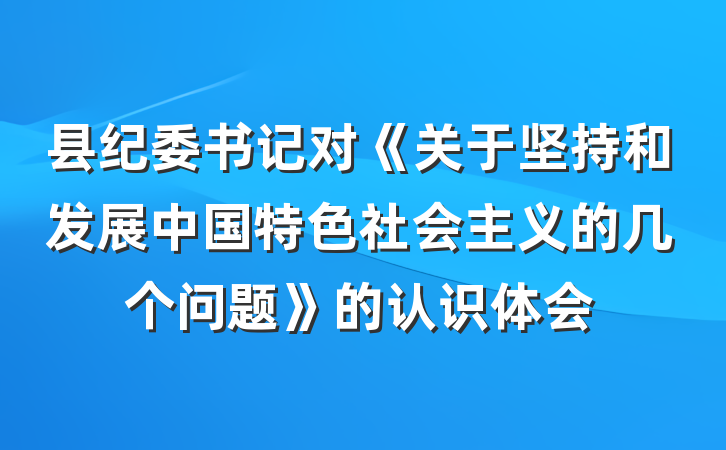 县纪委书记对《关于坚持和发展中国特色社会主义的几个问题》的认识体会