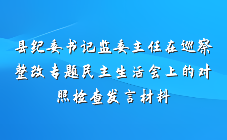 县纪委书记监委主任在巡察整改专题民主生活会上的对照检查发言材料