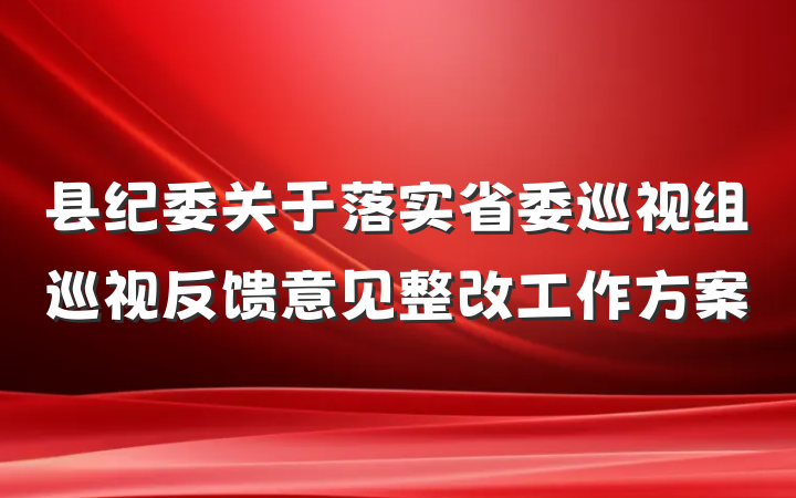 县纪委关于落实省委巡视组巡视反馈意见整改工作方案