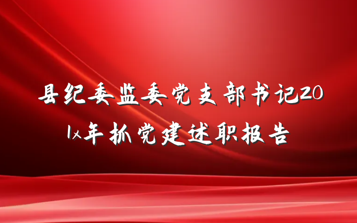 县纪委监委党支部书记201x年抓党建述职报告