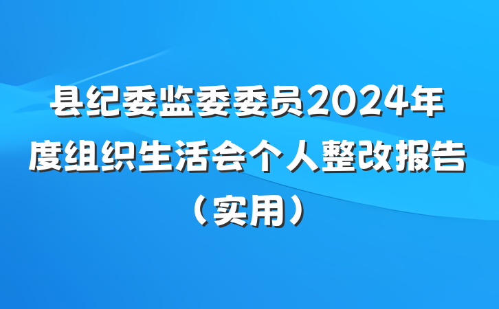 县纪委监委委员2024年度组织生活会个人整改报告(实用)