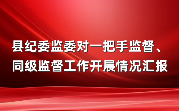 县纪委监委对一把手监督、同级监督工作开展情况汇报