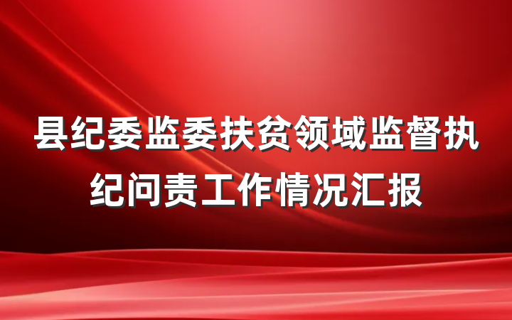 县纪委监委扶贫领域监督执纪问责工作情况汇报