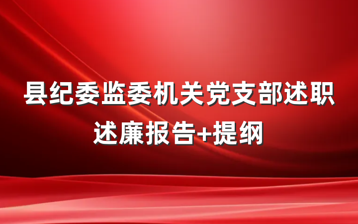 县纪委监委机关党支部述职述廉报告 提纲