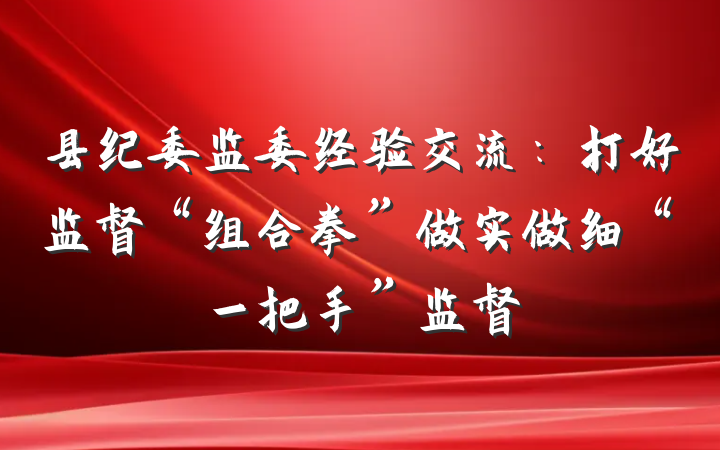 县纪委监委经验交流：打好监督“组合拳”做实做细“一把手”监督