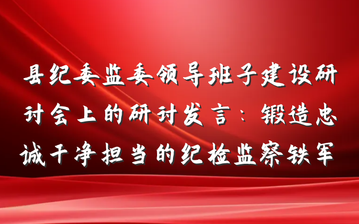 县纪委监委领导班子建设研讨会上的研讨发言：锻造忠诚干净担当的纪检监察铁军