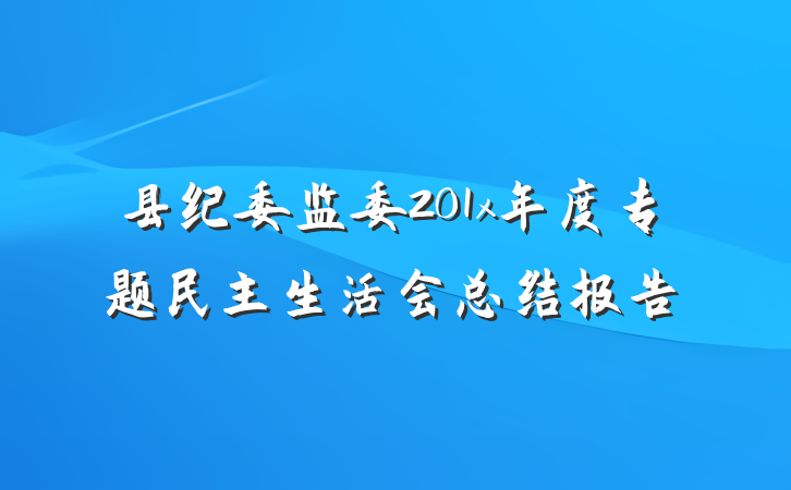 县纪委监委201x年度专题民主生活会总结报告