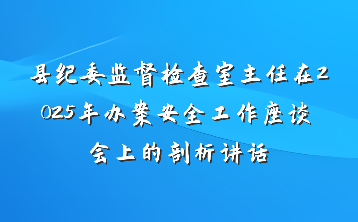 县纪委监督检查室主任在2025年办案安全工作座谈会上的剖析讲话