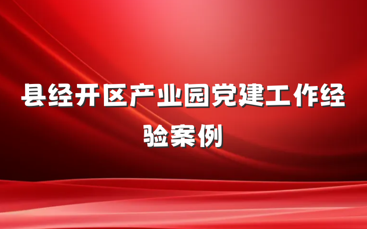 县经开区产业园党建工作经验案例